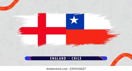 England vs Chile, international rugby match illustration in brushstroke style. Abstract grungy icon for rugby match. Vector illustration on abstract background.