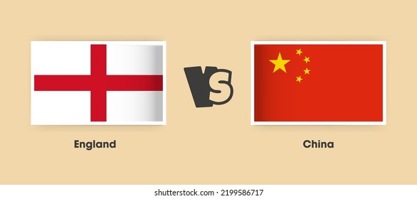 Banderas de Inglaterra contra China colocadas una al lado de la otra. Banderas nacionales creativas y elegantes de Inglaterra contra China con antecedentes