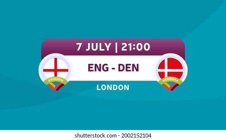 England Vs Denmark Match Vector Illustration Football Euro 2020 Championship 