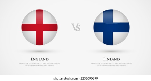 England vs Finland country flags template. The concept for game, competition, relations, friendship, cooperation, versus.