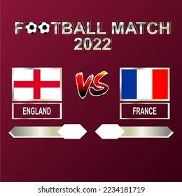 England vs France football cup 2022 gradient red template background vector for schedule or result match quarter finals