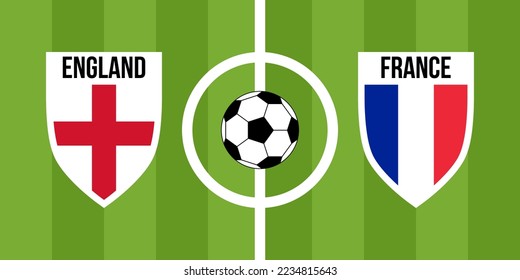 england vs france, teams shield shaped national flags