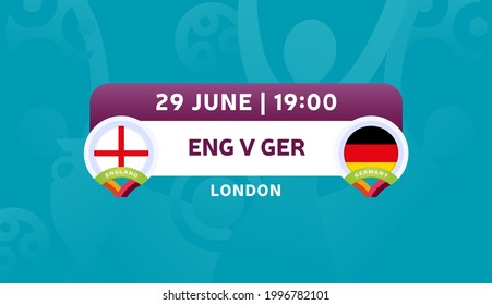 England Vs Germany Match Vector Illustration Football Euro 2020 Championship 