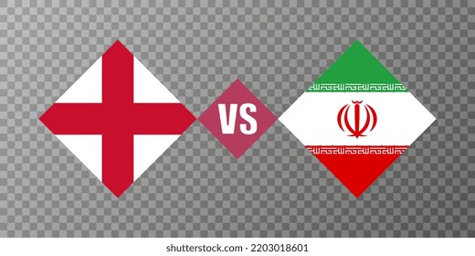 England vs Iran flag concept. Vector illustration.