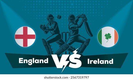 England VS Ireland Match , Ireland vs England cricket match , Cricket match concept with creative illustration.eps