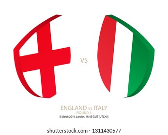 England vs Italy, 2019 Rugby Competition. Vector illustration.
