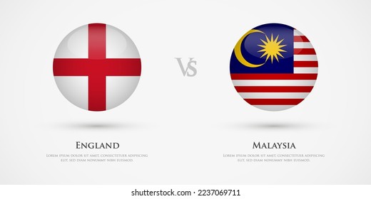 England vs Malaysia country flags template. The concept for game, competition, relations, friendship, cooperation, versus.