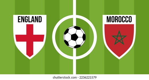 england vs morocco, teams shield shaped national flags