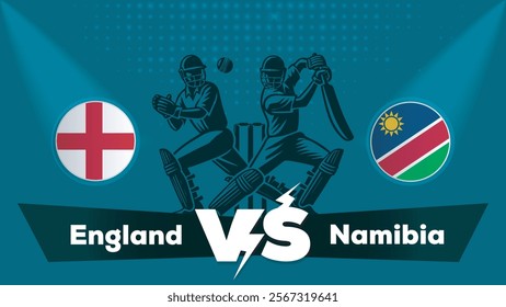 England VS Namibia ,Namibia Vs England cricket match , Cricket match concept with creative illustration.eps