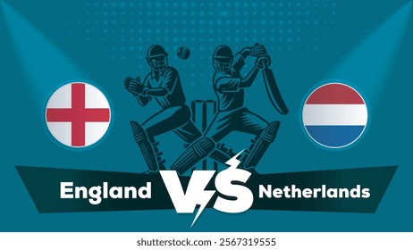 England VS Netherlands ,Netherlands Vs England cricket match , Cricket match concept with creative illustration.eps