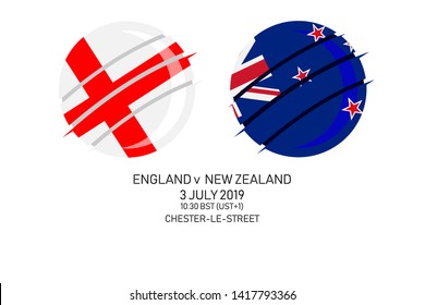 England vs New Zealand, 2019 Cricket Match, Vector illustration 