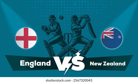 England VS New Zealand Match , New Zealand Vs England cricket match , Cricket match concept with creative illustration.eps