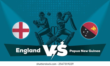 England VS Papua New Guinea , Papua New Guinea Vs England cricket match , Cricket match concept with creative illustration.eps