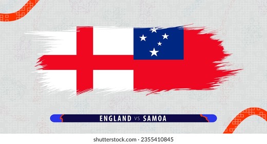 England vs Samoa, international rugby match illustration in brushstroke style. Abstract grungy icon for rugby match. Vector illustration on abstract background.