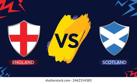 England Vs Scotland Cricket Match versus concept design in minimalist shapes, replaceable vector banner