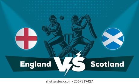 England VS Scotland Match , Scotland Vs England cricket match , Cricket match concept with creative illustration.eps