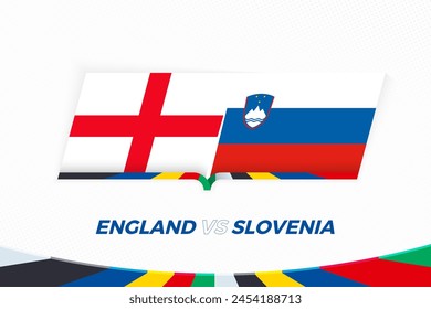 England vs Slovenia in Football Competition, Group C. Versus icon on Football background. Sport vector icon.