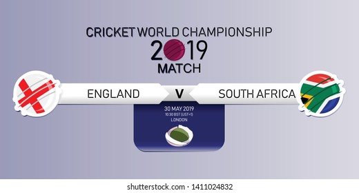 England Vs South Africa, 2019 Cricket World Championship, Vector Illustration