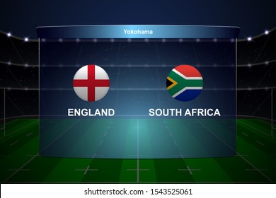 England vs South Africa, Rugby cup scoreboard broadcast graphic template