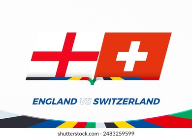 England vs Switzerland in Football Competition, Quarter-finals. Versus icon on Football background. Sport vector icon.