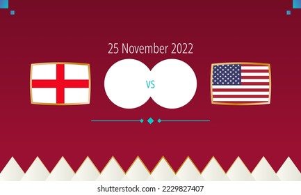 England vs United States football match, international soccer competition 2022. Versus icon.