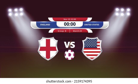   England Vs USA football match scoreboard broadcasts With Match Schedule