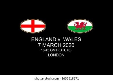 England vs Wales, Rugby match 2020 Vector illustration.
