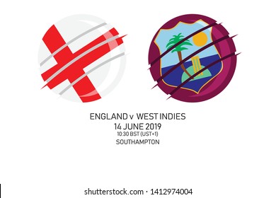 England vs West Indies, 2019 Cricket Match, Vector illustration