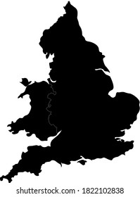 England and Wales silhouette. Nicely shaped map with rounded edges for elegant look. Vector illustration.