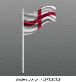 England waving flag on metal pole. Vector illustration.