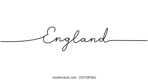 England - word with continuous one line. Minimalist drawing of phrase illustration. England country - continuous one line illustration.