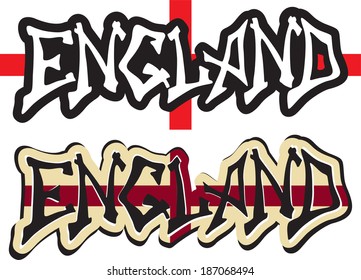 England word graffiti different style. Vector illustration.