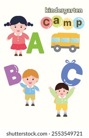 English academy, vacation English camp,
Promotion of the academy, education Illustration, vector