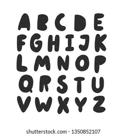 English alphabet. ABC capital letter. Hand-lettering vector illustration for banner, posters, scrapbooking, school projects, decoration. Education for learning children, kindergarten, preschool