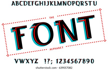 English alphabet. ABC. stylized. The futuristic design of the font. black and red letters on a white background, board. Illustration. Education. 3D, stock  vector
 
