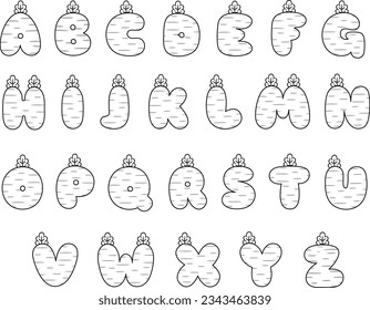 English Alphabet all letters cute Carrot theme drawing sketch