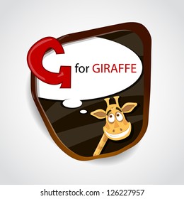 The English alphabet of animal theme. G for Giraffe. Vector illustration