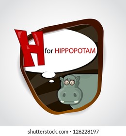The English alphabet of animal theme. H for Hippopotam. Vector illustration