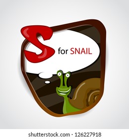 The English alphabet of animal theme. S for Snail. Vector illustration