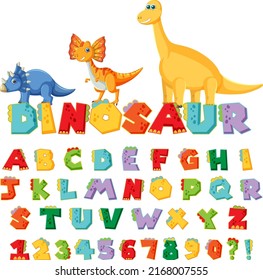 English Alphabet Az Dinosaur Cartoon Characters Stock Vector (Royalty ...