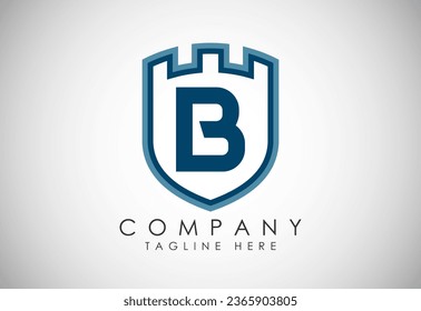 English Alphabet B With Castle Logo Design Vector. Graphic Alphabet Symbol For Corporate Business