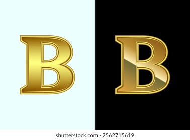 English alphabet B in gold color style. Graphic alphabet symbol for corporate business identity