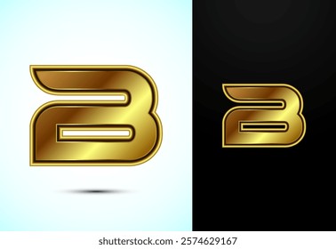 English alphabet B in gold color style. Graphic alphabet symbol for corporate business identity