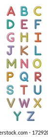 English alphabet from big letters. Card from a set for children's development and education. Vector illustration. 