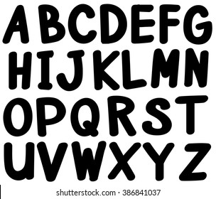 English alphabet in black color illustration