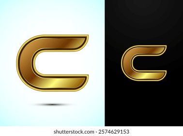 English alphabet C in gold color style. Graphic alphabet symbol for corporate business identity