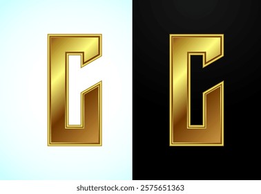 English alphabet C in gold color style. Graphic alphabet symbol for corporate business identity