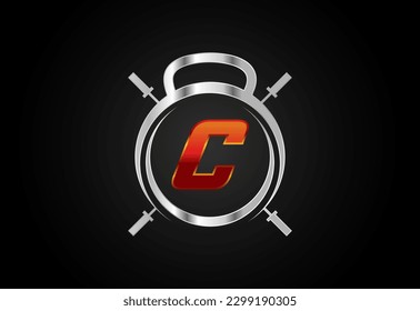 English alphabet C with gym and fitness sign. Lifting vector logo design. Vector logo for bodybuilding