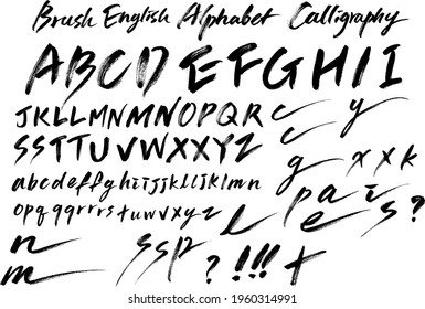 English Alphabet Calligraphy Text Font Brush Hand Write Black Letter 