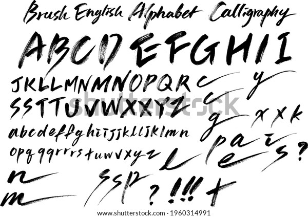 English Alphabet Calligraphy Text Font Brush Stock Vector (Royalty Free ...